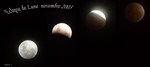 Chapelet de l'éclipse de Lune du 8-9 novembre 2003. Chaque image est réalisée par projection par oculaire sur appareil photo numérique Fuji de 2 millions de pixels.