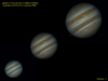 Jupiter et IO : images identiques retouchées pour avoir 3 tailles différentes.